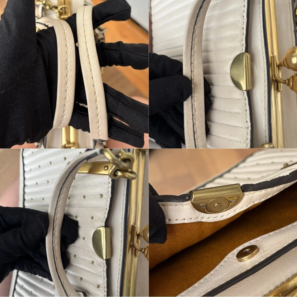 COACH Kisslock Dreamer 21 With Quilting And Rivets White